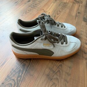 Puma Palermo Shoes - Light Blue and Olive